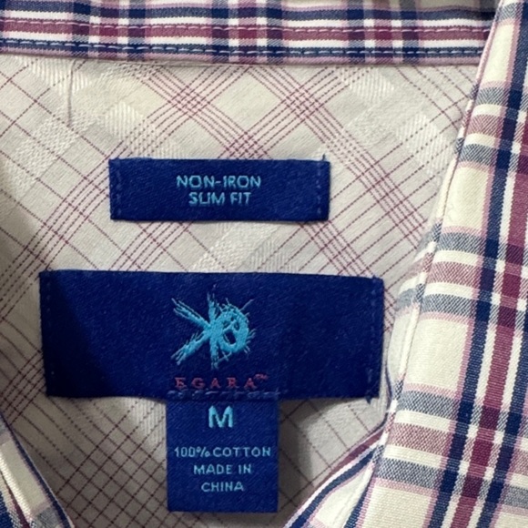 Burgundy/Navy and White Plaid Casual Button Down Shirt with Plaid Lined Cuff - Picture 3 of 6